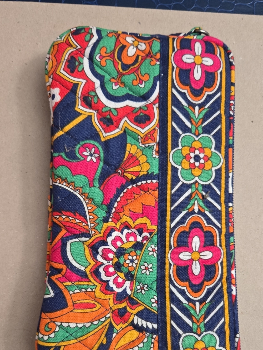 Vera Bradley Vibrant Floral Quilted Wistlet in Green, Pink & Orange